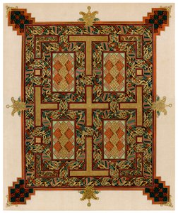 Página de los Evangelios de Lindisfarne, 710-721 d.C. de Unbekannt