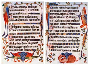 Página de texto ilustrado del Salterio de Luttrell, c1300-c1340, c1900-1920 de Unbekannt