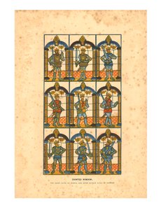 Ventana pintada. Dos condes sajones de Mercia y siete condes normandos de Chester, c. 1845