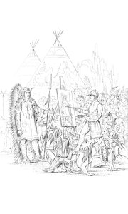 Pintando un retrato de un nativo americano, 1841 de Unbekannt