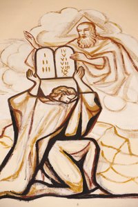 Pintura en la catedral de Lomé: Moisés y las tablas de la ley, Lomé, Togo de Unbekannt