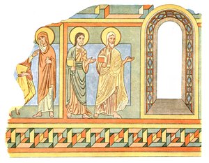 Pintura en la nave de la iglesia de Tybjerg, condado de Praesto, Dinamarca, 1928