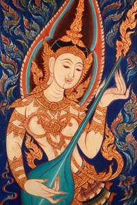 Pintura mostrando una apsara tocando música, Lecce, Italia