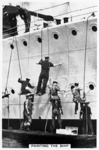 Pintando el casco de un barco, 1937
