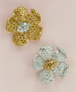 Par de broches de flores (diamante) de Unbekannt