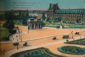 Vista panorámica de las Tullerías y el Arco de Triunfo del Carrusel, París, c. 1920 de Unbekannt