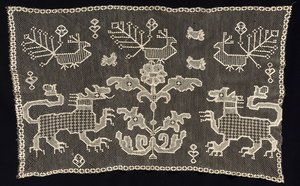 Panel con panteras, aves y motivos florales, siglos XVIII-XIX de Unbekannt