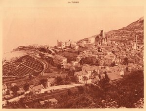Panorama y vista de la Turbie, Mónaco, 1930 de Unbekannt