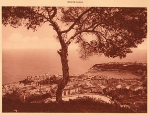 Panorama de Monte-Carlo tomado desde la carretera de Turbie, 1930 de Unbekannt