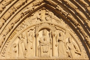 Catedral de Notre Dame de París ala oeste: tímpano de la puerta de Santa Ana, París, Francia de Unbekannt