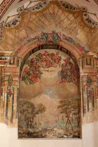 Iglesia parroquial (Iglesia de San Agustín). Interior. Una capilla. Pinturas murales. Escuela de Zurbarán. Una capilla. Barroco. Siglo XVII.