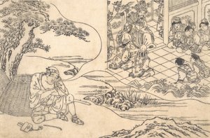 Parodia del cuento del joven Lu: Un pescador soñando, ca. 1700 de Unbekannt