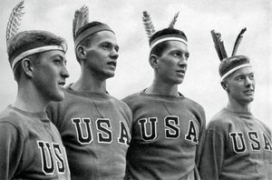 Parte del equipo estadounidense ganador de la medalla de oro en remo, Juegos Olímpicos de Berlín, 1936 de Unbekannt