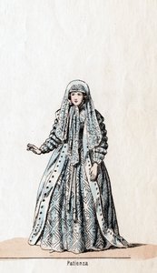 Paciencia, diseño de vestuario para la obra de Shakespeare, Enrique VIII, siglo XIX de Unbekannt