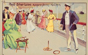 Juego de aros en un barco de pasajeros de la Línea Red Star, 1907