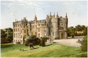 Castillo de Picton, Pembrokeshire, Gales, hogar de la familia Phillips, c1880