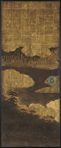 Pinos, agua y nubes, período Edo, siglo XVII