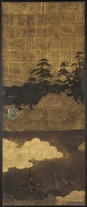Pinos, agua y nubes, período Edo, siglo XVII