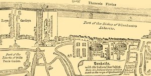 Plano de Bankside, principios del siglo XVII, c1878
