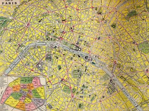 Plano de París - Distrito central de la Ciudad de la Luz, c1930s de Unbekannt