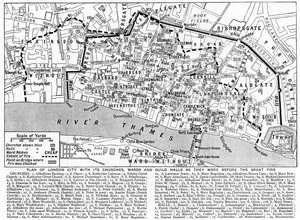 Plano de la Ciudad de Londres mostrando iglesias, barrios y gremios, 1926-1927 de Unbekannt