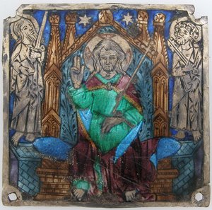 Placa con Cristo en Majestad, Catalán, siglo XIV de Unbekannt