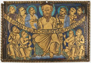 Placa con San Pablo y Sus Discípulos, Británica, ca. 1160-80