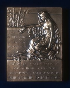 Plaqueta conmemorativa de la muerte de Henri Poincare, matemático francés, 1912 de Unbekannt