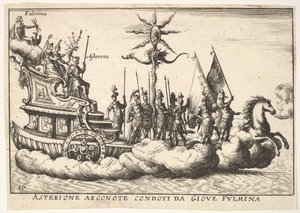 Placa 16: El argonauta Asterion guiado por una figura joven de relámpago, 1664 de Unbekannt