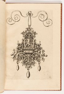 Placa 4, de Monilium Bullarum Inauriumque Artificiocissimae Icones, Ioannis Collaert Opus Postremum (Diseños para Collares, Colgantes y Pendientes de la Más Alta Habilidad, la Obra Final de Joannis Collaert) de Unbekannt