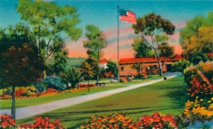 Plaza donde se izó la primera bandera estadounidense en California en 1846. San Diego, California, c194