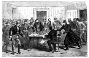 Redada policial en las Oficinas Nacionales de Alquiler en Loughrea, Irlanda, 1887 de Unbekannt