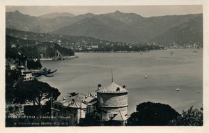Portofino - Castello Braun y panorama del golfo Tigulio, c. 1900 de Unbekannt