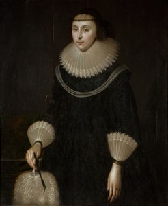 Retrato de una dama con un abanico, 1600-1650 de Unbekannt