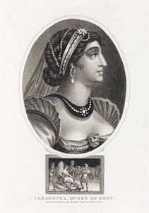 Retrato de Cleopatra (Thea Philopator, 69-30 a.C.), con una escena que describe su ascenso al trono de Egipto, rodeada de legionarios romanos de Unbekannt