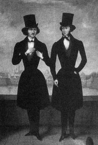 Retrato de Alexander Pushkin y Nikolai Gogol, primer cuarto del siglo XIX