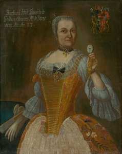 Retrato de Barbora Horváthová-Stančičová con un reloj de Unbekannt