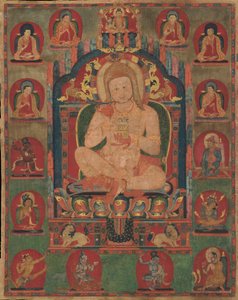Retrato de Jnanatapa atendido por lamas y mahasiddhas, ca. 1350 de Unbekannt