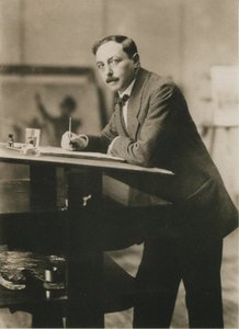 Retrato de Thomas Theodor Heine 1867-1948 en su estudio, c.1913 de Unbekannt