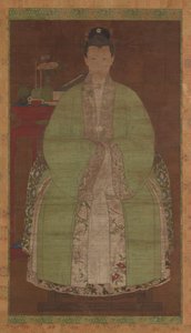 Retrato de una mujer de verde, posiblemente dinastía Ming, siglo XVII de Unbekannt