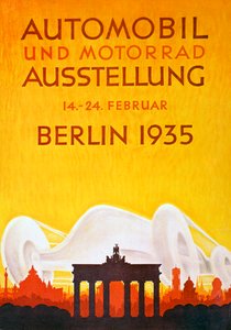Póster publicitario de la Exposición de Automóviles y Motocicletas en Berlín, febrero de 1935