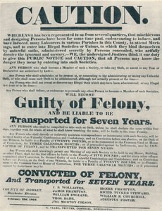 Carteles advirtiendo que los culpables de juramentos ilegales eran susceptibles de deportación, 1834, 1934