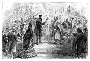 Presentación de una espada a Giuseppe Garibaldi en el Crystal Palace, 1864 de Unbekannt