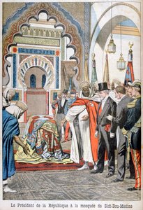 El presidente Loubet visitando la mezquita de Sidi Bou Medine, Tlemcen, Argelia, 1903 de Unbekannt