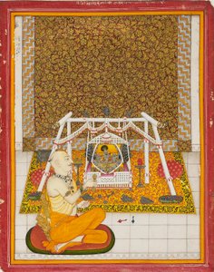 Sacerdote en un santuario de Krishna, c. 1831 de Unbekannt