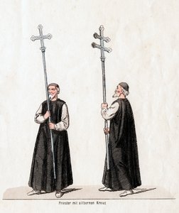 Sacerdote con cruz de plata, diseño de vestuario para la obra de Shakespeare, Enrique VIII, siglo XIX