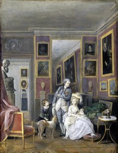 Príncipe Alexander Sergeevich Stroganov con su esposa Ekaterina Petrovna y sus hijos, ca 1778 de Unbekannt