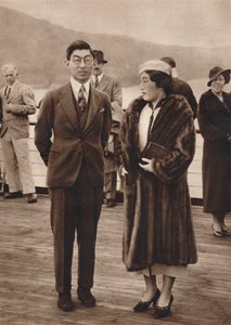 El Príncipe y la Princesa Chichibu llegando en el Queen Mary, 12 de abril de 1937 de Unbekannt
