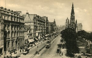 Princes Street mirando al este, Edimburgo, c. 1920s de Unbekannt