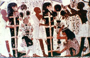 Purificación de las momias, (detalle) de una pintura mural del templo, Tebas, Egipto de Unbekannt
